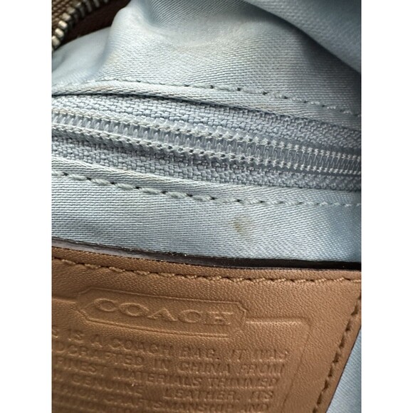 COACH Signature Monogram Bag Style 11648 Carly Shoulder Handbag Tan Preowned - Picture 11 of 12
